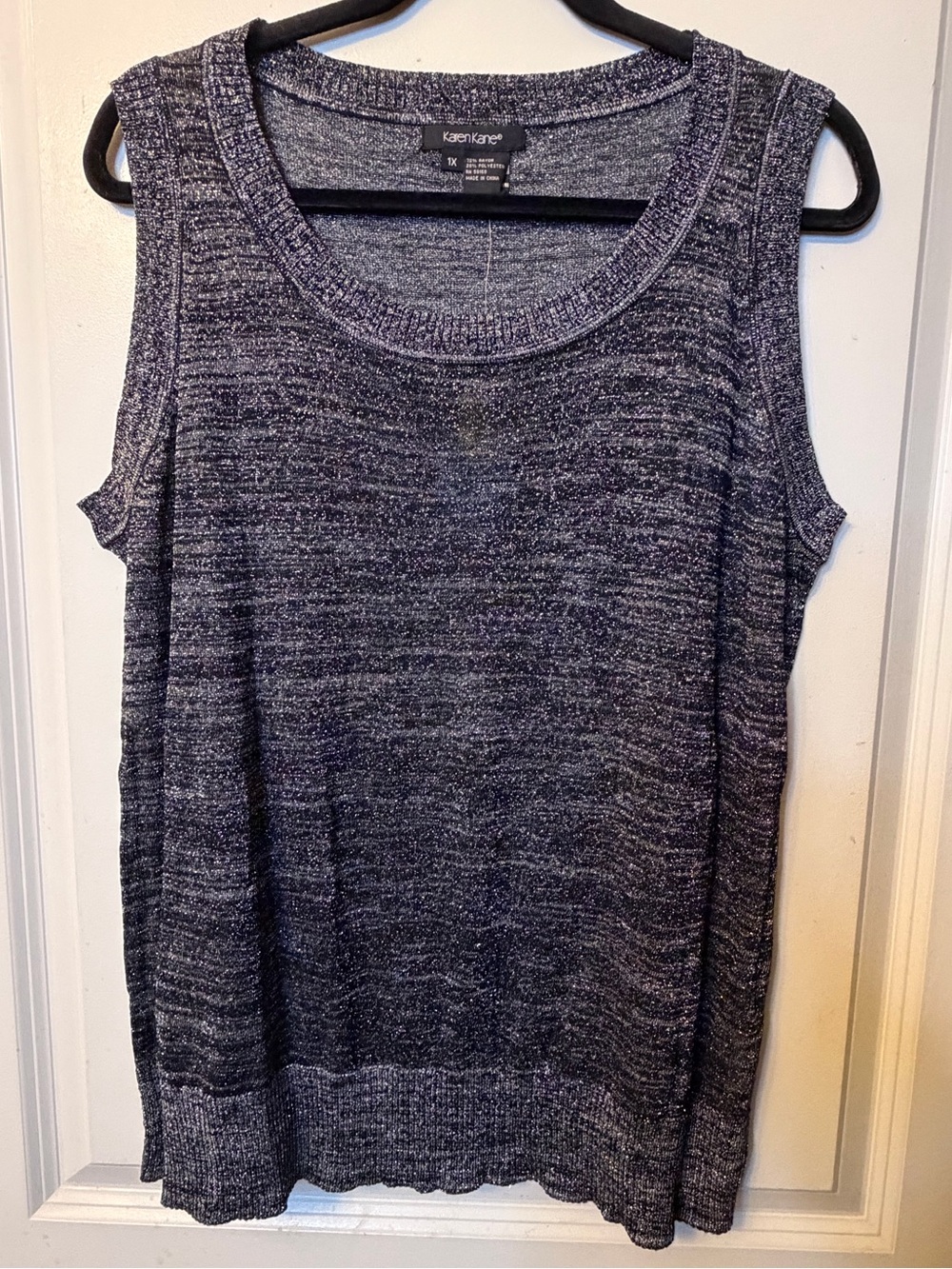 Karen Kane 1X Sleeveless Tank Top with Metallic Thread Detail